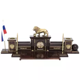 Настольный набор из обсидиана "Абсолют. Лев"